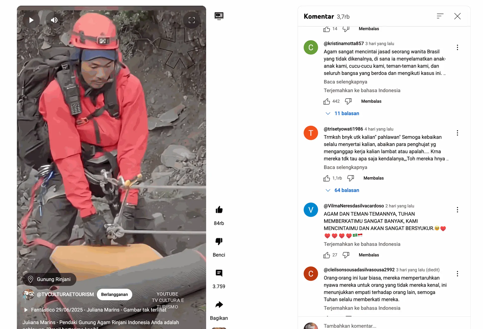 Porter Agam Rinjani mengevakuasi pendaki di Gunung Rinjani